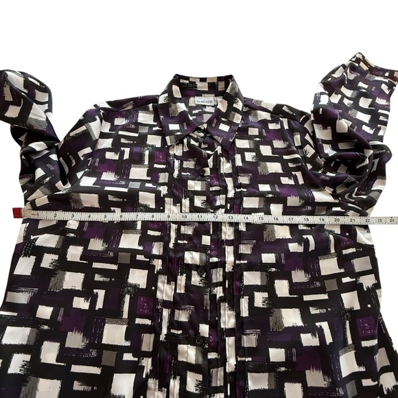 Chico’s Purple Black White Long Sleeves Button Down Shirt size Large (2) - Picture 3 of 8